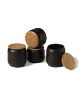 Alamkari India Chevron Chic Ceramic Jars with Wooden Lids